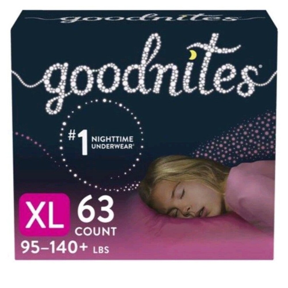Girls' Nighttime Bedwetting Underwear, Size Extra Large (95-120 lbs), 63 Ct